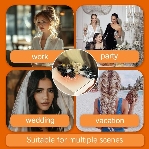 Human Hair Extensions 18in Straight Black to Blonde Ombre Light Weight - Picture 8 of 9